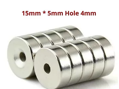 N50 15mm X 5mm Neodymium Magnets Countersunk Ring Hole 4mm Rare Earth • $72.88