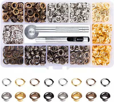 Metal Grommet Kit 3/16 Inch 400Pcs Grommets Eyelets Sets With 3 Pieces Install T • $21.53
