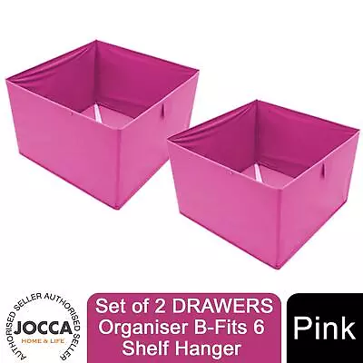 JOCCA Set Of 2 Drawers Sustainable Storage Organiser Fits 6 Shelf Hanger Pink • £3.14