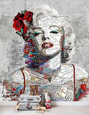 3D Hand Drawn Marilyn Monroe Self-adhesive Removable Wallpaper Murals Wall 91 • $25.91