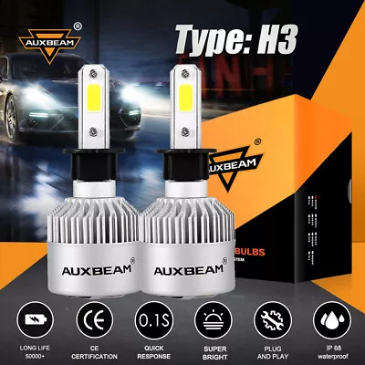 AUXBEAM H3 LED Headight High Beam Bulbs White Globes For Ford Falcon 1998-2008 • $37.99