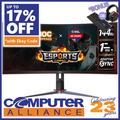 $609 • Buy 34  AOC CU34G2X VA Curved 144Hz WQHD FreeSync Gaming Monitor