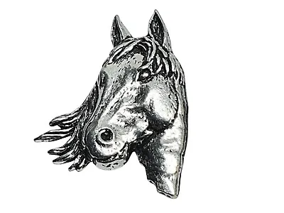 Horse Head Pin Badge Pewter Brooch Racing Nature Pewter Tie Pin Lapel Pin Badge • £5.85