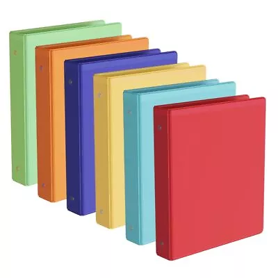 6 Pack 1 Inch Round 3 Binder With 2 Interior PocketsHolds 200 Sheets Letter S... • $32.74
