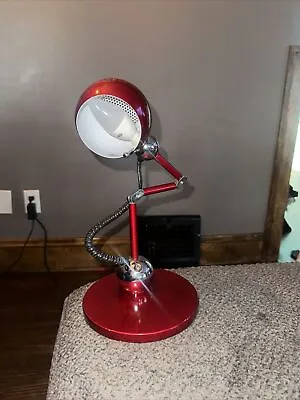 Vintage Space Age Table Lamp Atomic Metallic Red MCM Pop Art Eyeball 18” • $59.99