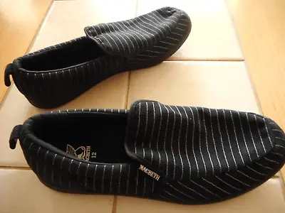 Macbeth 12  Men's Stripe Slip On Canvas Slide Shoes Black/White • $59.95