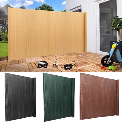 Artificial Fake Bamboo PVC Garden Fence Privacy Screen Panel Roll Balcony Shade • £25.95