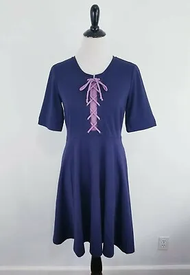 MAEVE ANTHROPOLOGIE Women's Lace Front A-line Dress Navy Size Small NWOT • £15.25