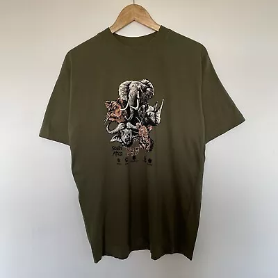 Vintage South Africa Big 5 Tourist Wildlife Tshirt Large Green  • £14.99