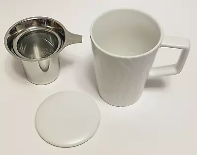 TEAVANA Tea Infuser Steeper 12oz White Cup Mug W/ Lid & Handle Complete NEW. • $14.95