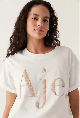 AJE Evera Logo Heritage Tee | White & Natural Size:S BNWT RRP$195 • $150