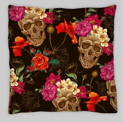 Day Of The Dead Skulls Occult Cushion Cover Mexican Mask  Skull Gothic Flowers • £5.99