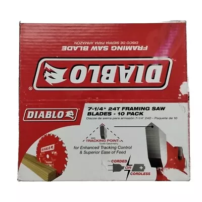 DIABLO 7-1/4 Inch 24T Framing Saw Blades W/ Tracking Point 10 Pack New Unused • $86.99