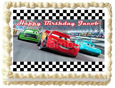 CARS Lightning MCQUEEN Party Edible Cake Topper Image  • $13.50