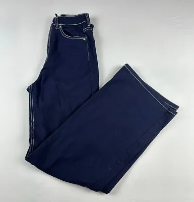 H&M Jeans Women's Size 2 Blue Wide-Leg Cotton Stretch Divided Modern High-Rise • $14.88