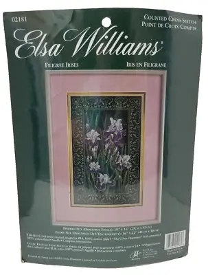 Elsa Williams Filigree Irises Flowers Counted Cross Stitch Kit #02181 New Sealed • $26.99