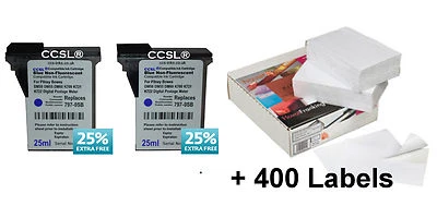 £20.25 • Buy 2 Pack Pitney Bowes Blue Compatible Ink Cartridge DM50 K700 797-0SB + 400 Labels