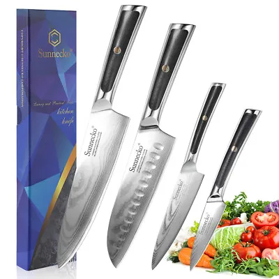 4PCS Kitchen Knife Set Japanese Chef Meat Slicer Damascus Steel Sashimi Cleaver • $399.97