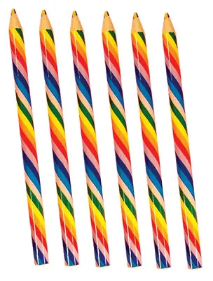 6 Chunky Jumbo Rainbow Pencils - Colouring Pinata Loot/Party Bag Fillers Kids • £3.49