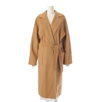 Max Mara Belted Long Coat Camel Hair 100% Brown Women's 40 US 8 Size • $644.53