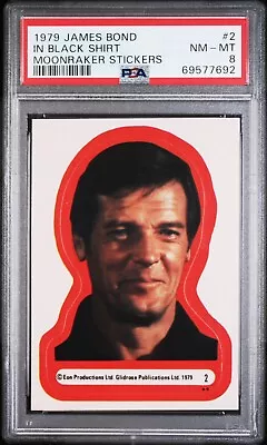 1979 James Bond Moonraker Stickers #2 IN BLACK SHIRT PSA 8 NM - MT • $45