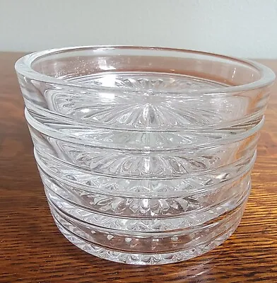 Coaster Set Of 4 Vintage Stacking Beverage Cupped Sunburst Clear 3 3/8  OD • $15