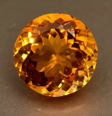 Natural Orange Yellow Brazil Madeira Citrine 14.55 Ct Certified Round Cut Gem • £79.08