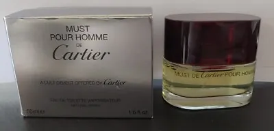 Must Pour Homme De Cartier 1.6 Oz 50ml EDT Natural Spray Mens NEW RARE Cap & Box • $199.99