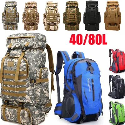 $29.37 • Buy 80L Hiking Camping Bag Large Waterproof Backpack Outdoor Travel Luggage Rucksack