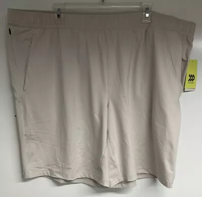 All In Motion Men's Soft Stretch Shorts Beige Size XXL 10  Inseam NEW • $12