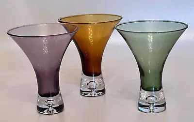 3 Artland Celebration Mini Martini Glasses Blue Purple Amber  Bubble Replacement • $21.99