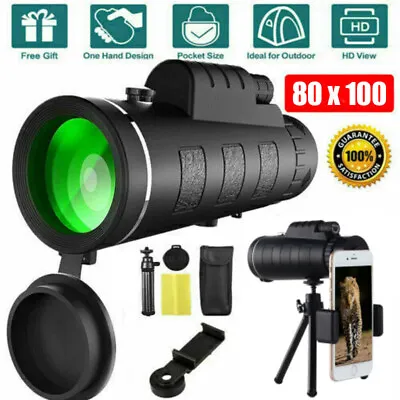 Day / Night Vision 80x100 Zoom HD Monocular Starscope Monocular Telescope BAK4 • $7.99