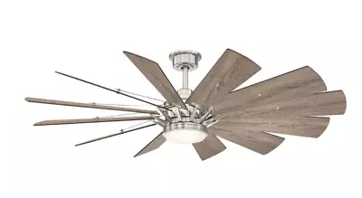 60 In. Large LED Ceiling Fan Brushed Nickel 12 Wind Mill Blade Home Decorators • $232.83