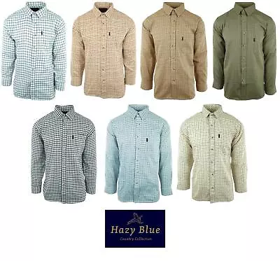 Mens Hazy Blue Country Check Casual Shirts Hunting Farming Shooting Fishing • £18.99