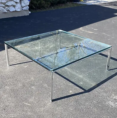 1970’s  Milo Baughman Style Chrome Square Glass Coffee Table • $675