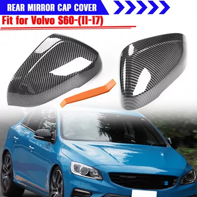 Fits Volvo S60/V60 V40 Carbon Fiber Car Side View Mirror Cover Caps Parts 11~17 • $52.99