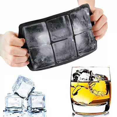 1/2 Pack Silicone Ice Cube Large Ice Trays Easy-Release BPA Free Cocktail Freeze • £9.59