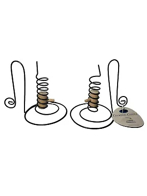 Pair Of Hermitage Pottery Spiral Courting Candle Holders With Wood Adjuster • $24.95