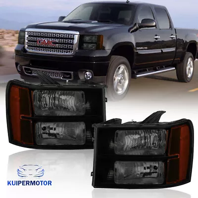 2X Black Headlights For 2007-2013 GMC Sierra 1500 2007-2014 2500/3500 HD New • $65.89