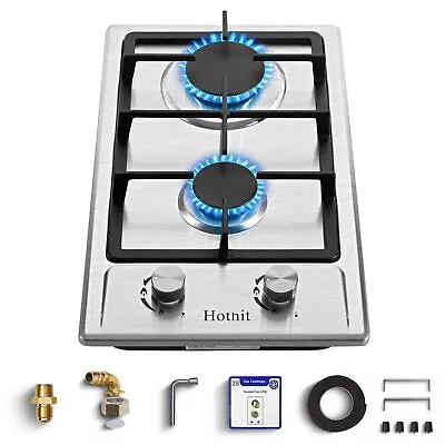 2 Burner Propane Gas Cooktop 12  Inch LPG/NG Dual Fuel Built-in Gas Stove To... • $154.71