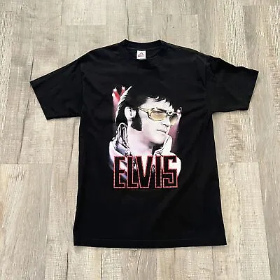 Vintage Mens T-Shirt Black M Elvis Presley Concert Tour Music King Of Rock 90s • $18.88