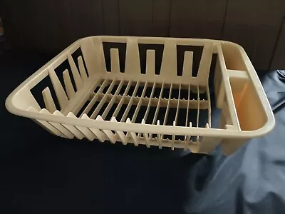 Vintage Rubbermaid Tan Plastic Dish Drying Rack - Air Drip Dry - 14  X 12-3/4  • $49.95