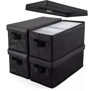 UENTIP CD Storage Box - Pack Of 4 Case - 13.2  X 5.9  4pack-black  • £35.09