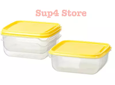 IKEA PRUTA Food Container Transparent  Storage With Snap On Lid Pack Of3 • £2