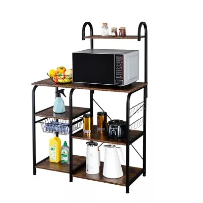 Vintage Kitchen Baker's Rack Utility Storage Shelf 35.5  Microwave Stand 4-Tier • $93.15