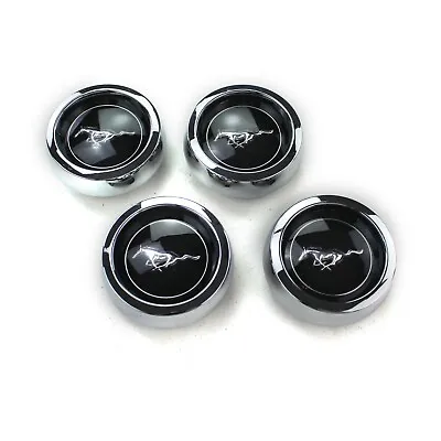 NEW SET OF 4 Mustang Magnum 500 Wheel Center Caps Black Silver Horse 1965-1973 • $109.95