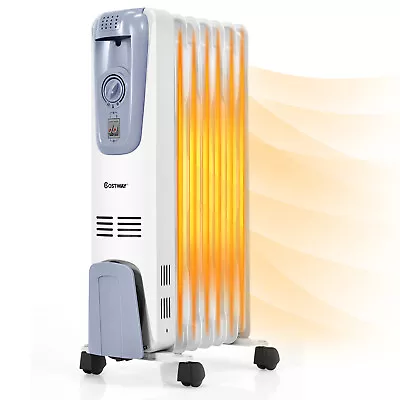 1500W Electric Oil Filled Radiator Space Heater 7-Fin Thermostat  Room Radiant • $77.99