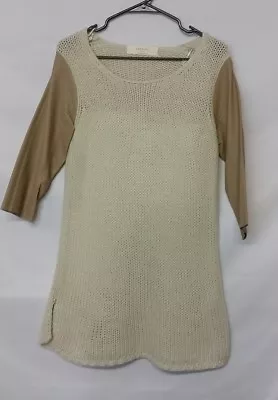 ZARA KNIT Women's Medium Wool Knit Beige To Blouse Long Sleeve EUC • $15.99