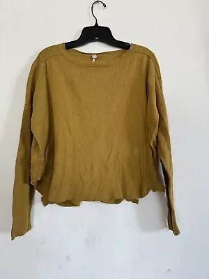 Margaret O'Leary Womens 100% Cotton Mustard Yellow Sweater Size Small • $26.99