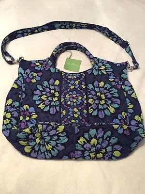 “NWT” VERA BRADLEY INDIGO POP Two Way Quilted Navy Floral Tote With Handles • $41.75